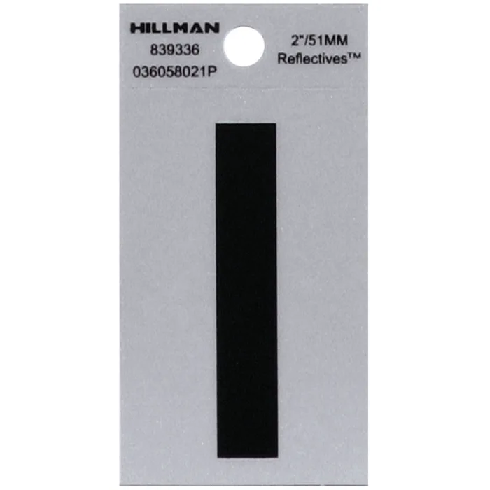 HILLMAN 2 in. Reflective Black Vinyl Self-Adhesive Letter I 1 pc (Pack of 6)