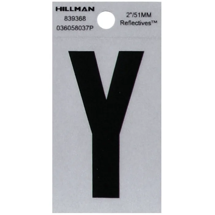 HILLMAN 2 in. Reflective Black Vinyl Self-Adhesive Letter Y 1 pc (Pack of 6)