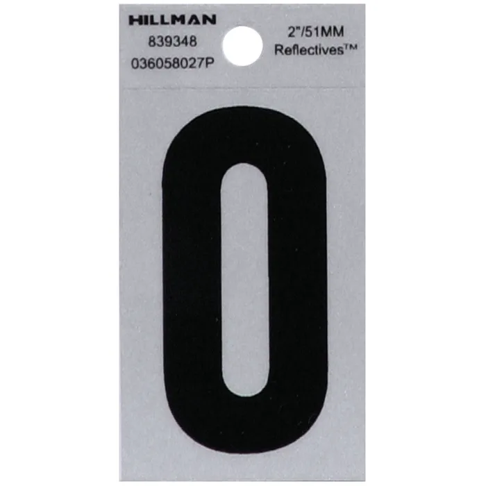 HILLMAN 2 in. Reflective Black Vinyl Self-Adhesive Letter O 1 pc (Pack of 6)