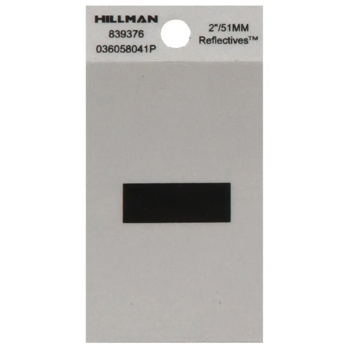 HILLMAN 2 in. Reflective Black Vinyl Self-Adhesive Special Character Hyphen 1 pc (Pack of 6)