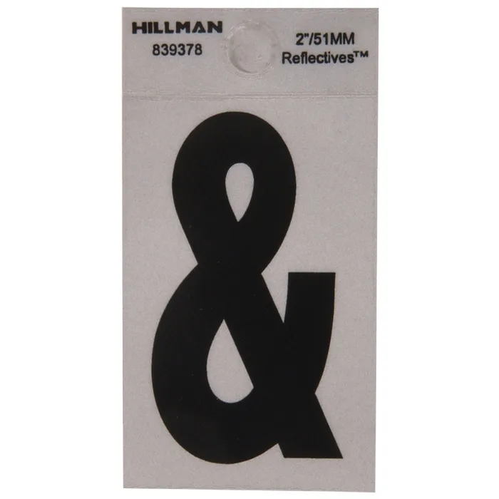 HILLMAN 2 in. Reflective Black Vinyl Self-Adhesive Special Character Ampersand 1 pc (Pack of 6)
