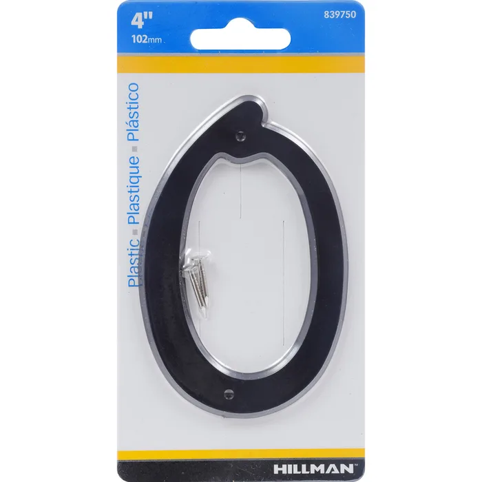 HILLMAN 4 in. Black Plastic Nail-On Number 0 1 pc (Pack of 10)
