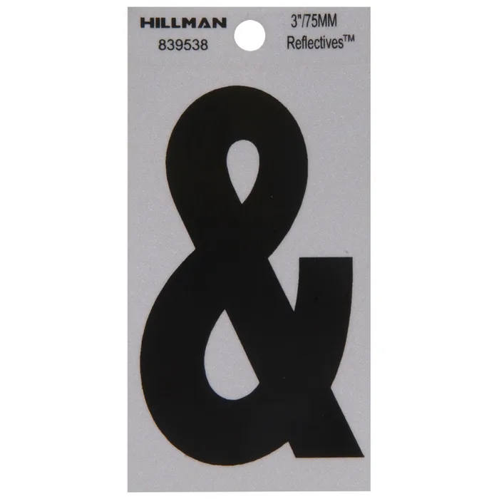 HILLMAN 3 in. Reflective Black Vinyl Self-Adhesive Special Character Ampersand 1 pc (Pack of 6)