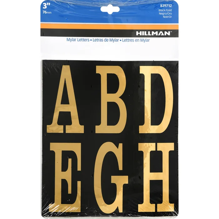 HILLMAN 3 in. Reflective Gold Vinyl Self-Adhesive Letter Set A-Z 51 pc (Pack of 5)