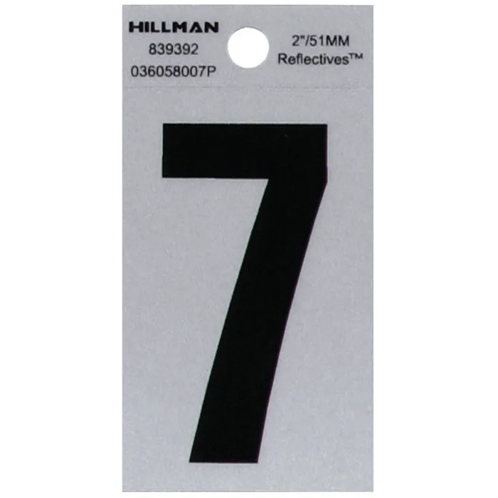 HILLMAN 2 in. Reflective Black Vinyl Self-Adhesive Number 7 1 pc (Pack of 6)
