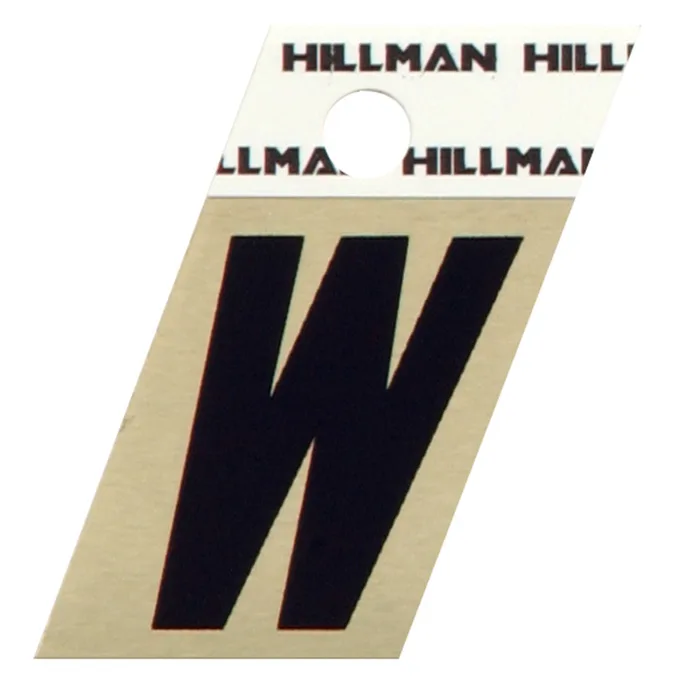 HILLMAN 1.5 in. Black Aluminium Self-Adhesive Letter W 1 pc (Pack of 6)