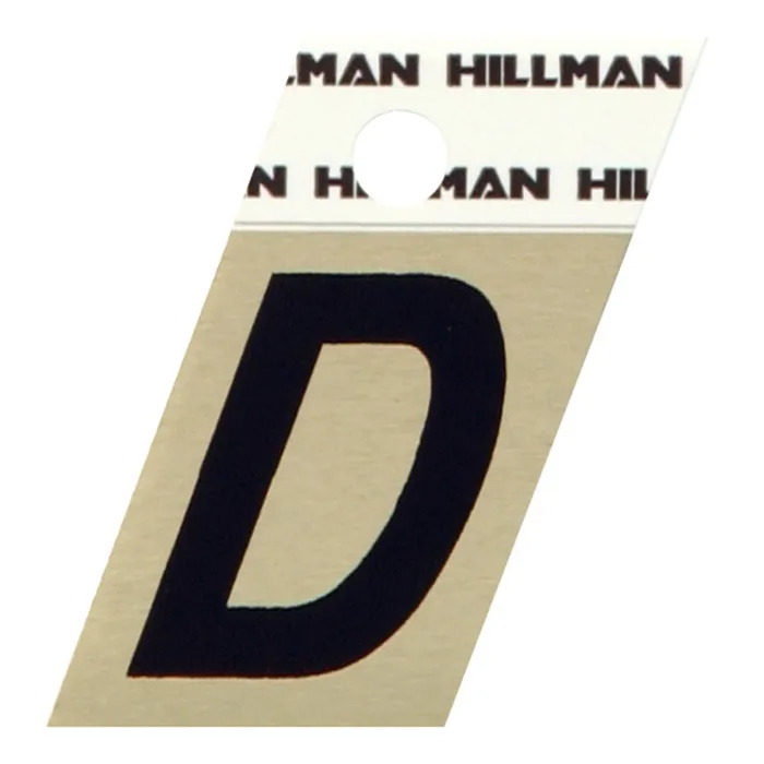 HILLMAN 1.5 in. Black Aluminum Self-Adhesive Letter D 1 pc (Pack of 6)