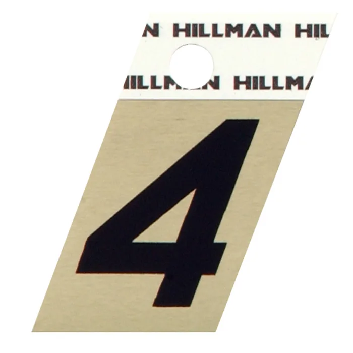 HILLMAN 1.5 in. Reflective Black Aluminum Self-Adhesive Number 4 1 pc (Pack of 6)