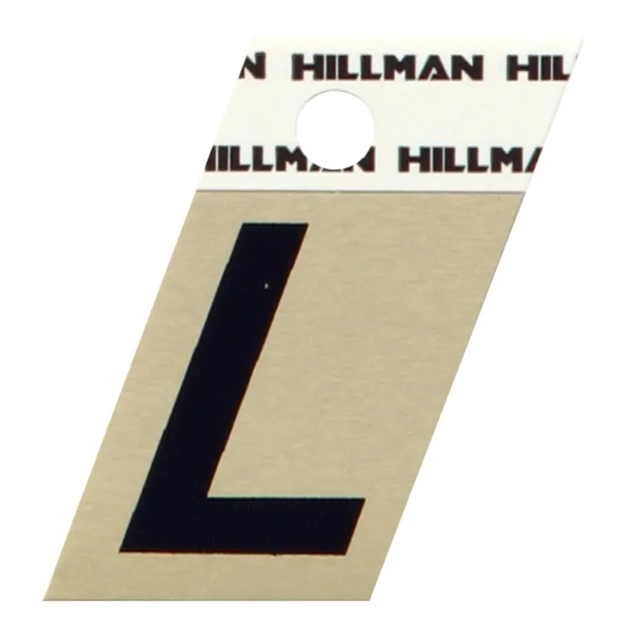 HILLMAN 1.5 in. Black Aluminum Self-Adhesive Letter L 1 pc (Pack of 6)