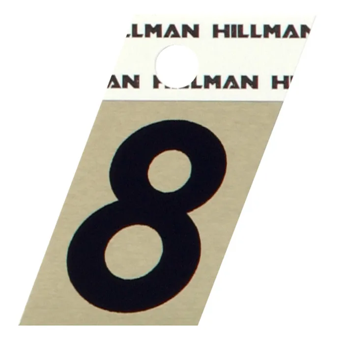HILLMAN 1.5 in. Reflective Black Aluminum Self-Adhesive Number 8 1 pc (Pack of 6)
