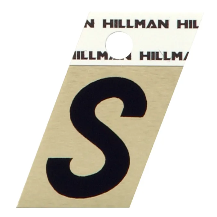 HILLMAN 1.5 in. Black Aluminum Self-Adhesive Letter S 1 pc (Pack of 6)