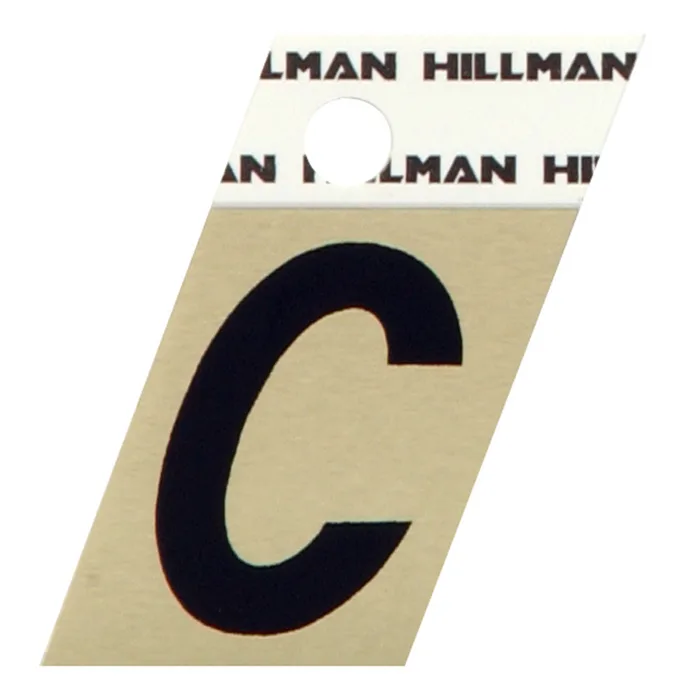 HILLMAN 1.5 in. Reflective Black Aluminum Self-Adhesive Letter C 1 pc (Pack of 6)