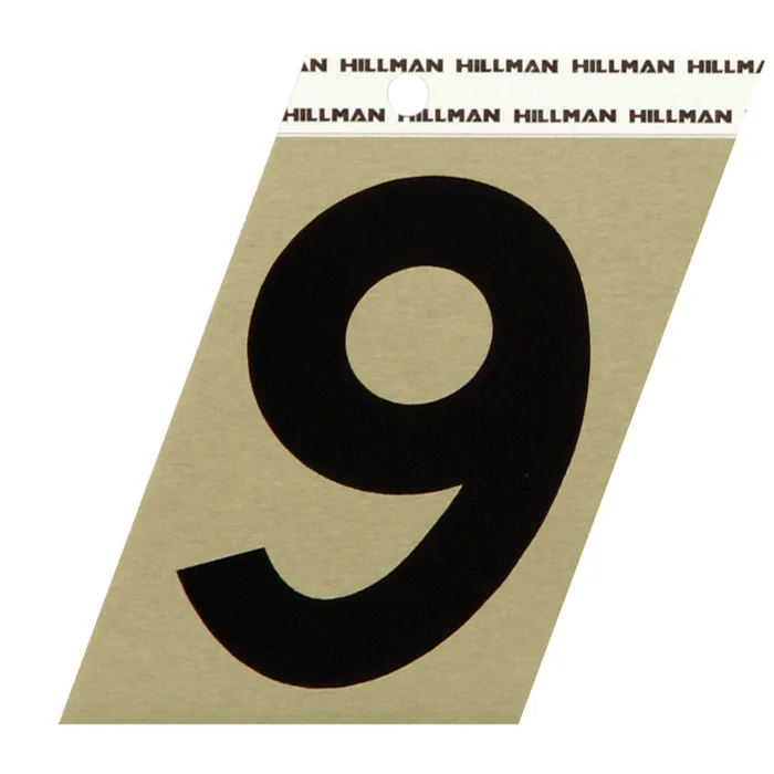 HILLMAN 3 in. Reflective Black Vinyl Self-Adhesive Number 9 1 pc (Pack of 3)