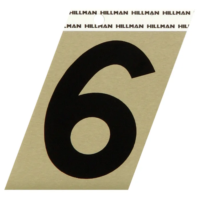 HILLMAN 3 in. Reflective Black Vinyl Self-Adhesive Number 6 1 pc (Pack of 3)