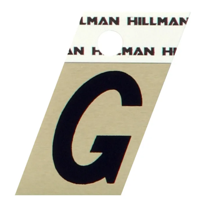 HILLMAN 1.5 in. Reflective Black Aluminum Self-Adhesive Letter G 1 pc (Pack of 6)