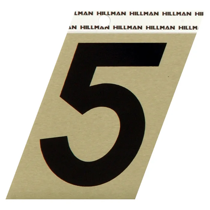 HILLMAN 3 in. Reflective Black Vinyl Self-Adhesive Number 5 1 pc (Pack of 3)