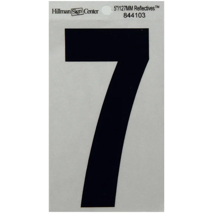 HILLMAN 5 in. Reflective Black Vinyl Self-Adhesive Number 7 1 pc (Pack of 6)