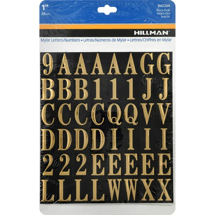 HILLMAN 1 in. Gold Vinyl Self-Adhesive Letter and Number Set 0-9, A-Z 112 pc (Pack of 6)