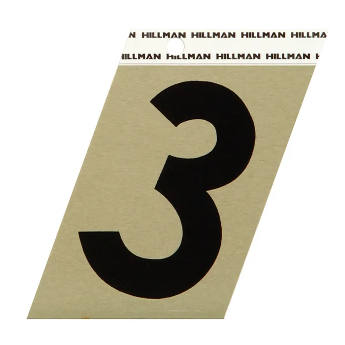 HILLMAN 3 in. Reflective Black Vinyl Self-Adhesive Number 3 1 pc (Pack of 3)