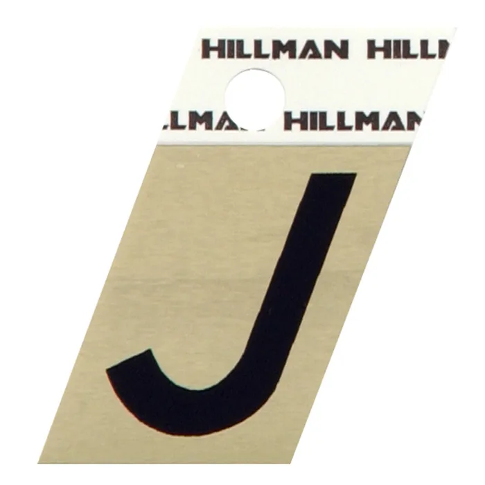 HILLMAN 1.5 in. Black Aluminum Self-Adhesive Letter J 1 pc (Pack of 6)