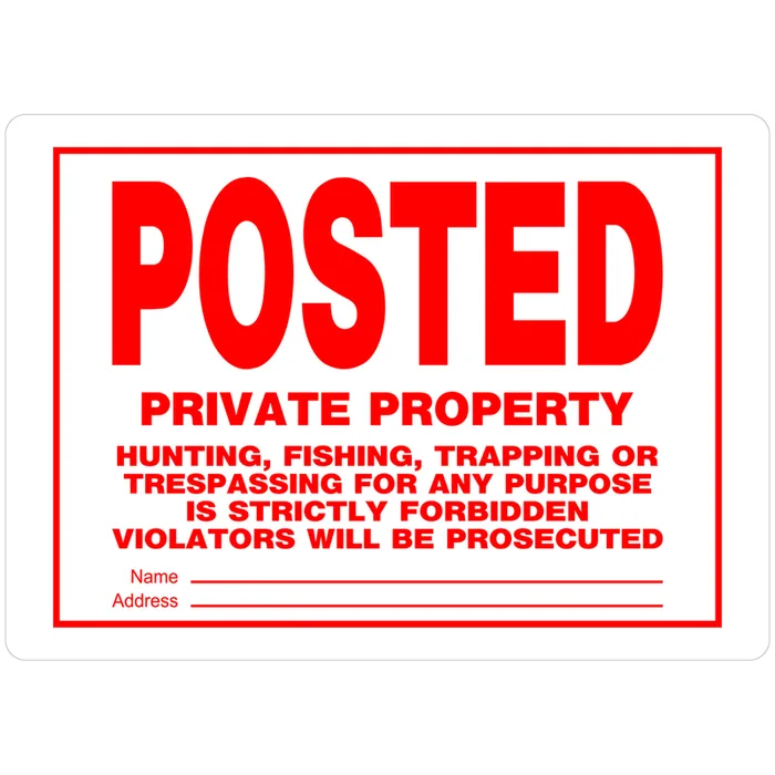 HILLMAN English White Private Property Sign 10 in. H X 14 in. W (Pack of 6)