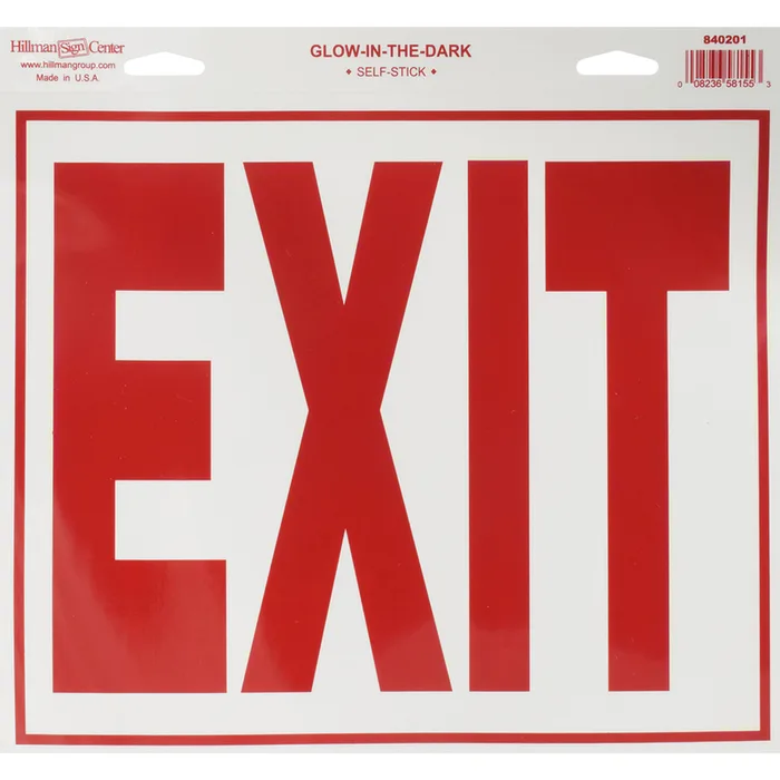 HILLMAN English White Exit Decal 11 in. H X 12 in. W (Pack of 10)