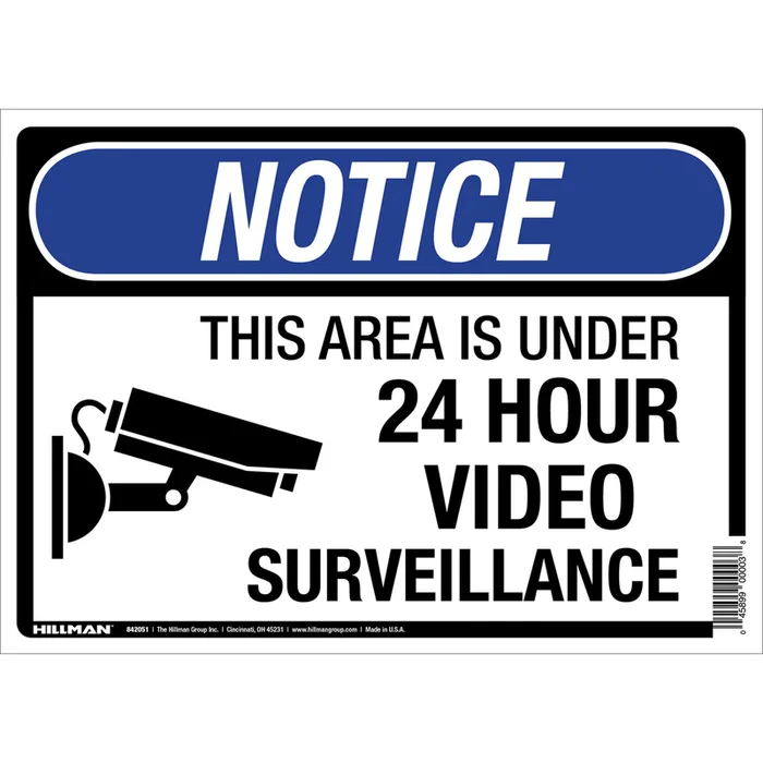 HILLMAN English White Security Sign 10 in. H X 14 in. W (Pack of 6)
