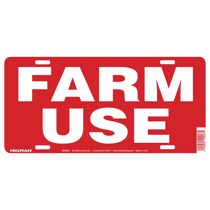 HILLMAN English Red Farm Use Sign 6 in. H X 12 in. W (Pack of 6)