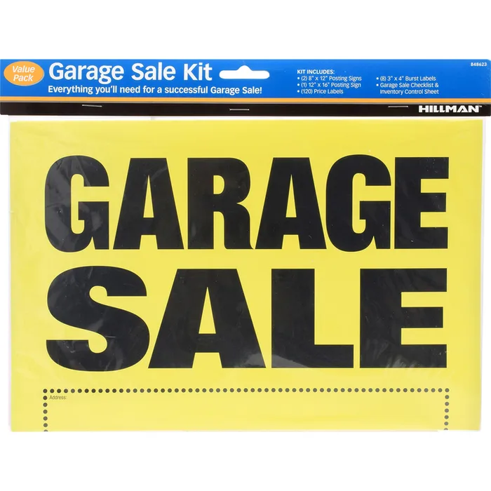 HILLMAN English Yellow Garage Sale Sign Kit 8 in. H X 12 in. W (Pack of 5)