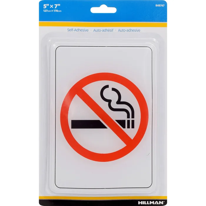 HILLMAN English White No Smoking Sign 7 in. H X 5 in. W (Pack of 6)