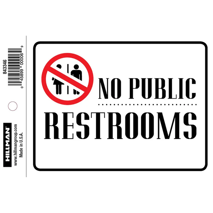 HILLMAN English White Restroom Sign 4 in. H X 6 in. W (Pack of 6)