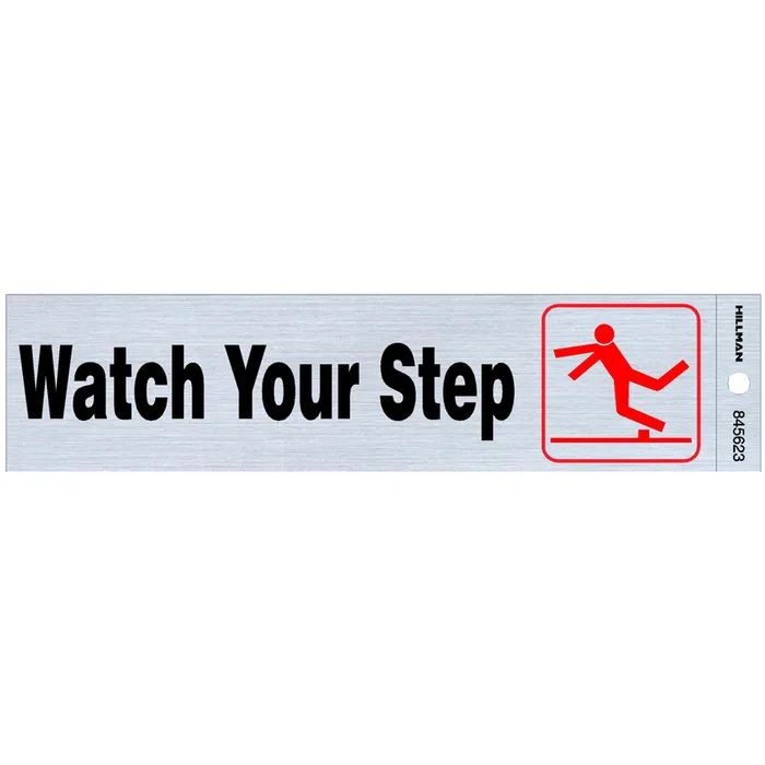 HILLMAN English Silver Safety Sign 2 in. H X 8 in. W (Pack of 6)