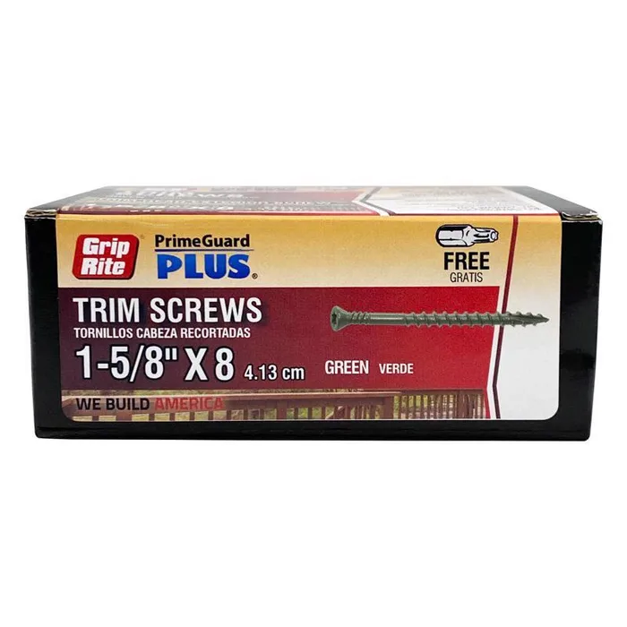 Grip-Rite PrimeGuard Plus No. 8 wire X 1-5/8 in. L Green Star Trim Head Deck Screws 1 lb (Pack of 12)