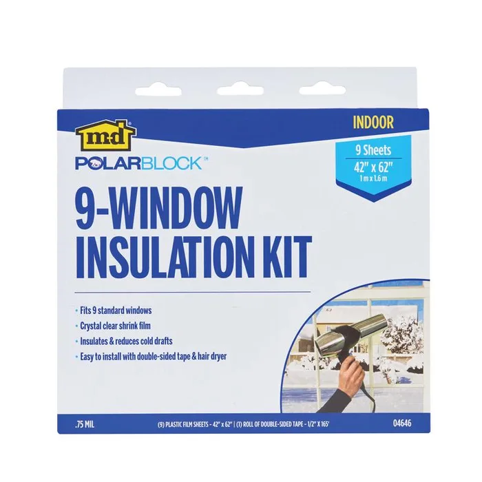 M-D Building Products Polar Block Indoor Window Shrink Film 42 in. L X 62 in. W 9 sheet (Pack of 6)