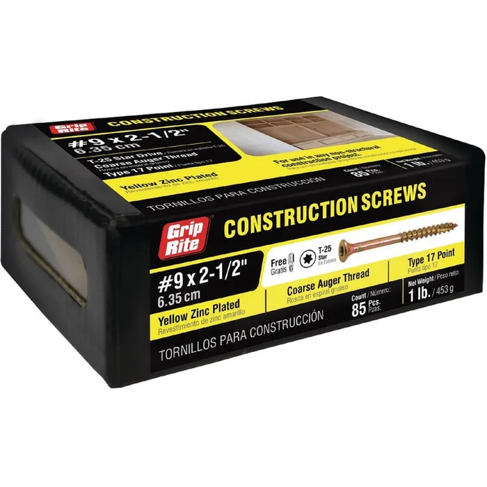 Grip-Rite No. 9 wire X 2-1/2 in. L Star Flat Head Coarse Construction Screws