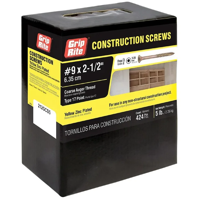 Grip-Rite No. 9 wire X 2-1/2 in. L Star Flat Head Coarse Construction Screws