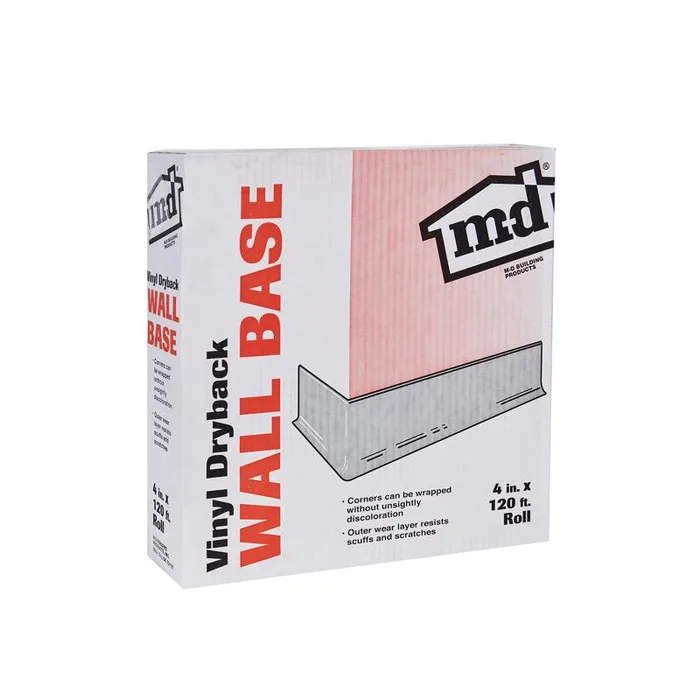 M-D Building Products 4 in. H X 0.08 in. W X 120 ft. L Dry Back Silver Gray Vinyl Wall Base