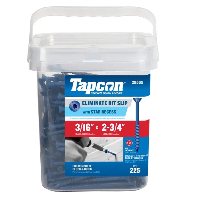 Tapcon 3/16 in. in. X 2-3/4 in. L Star Flat Head High/Low Concrete Screws