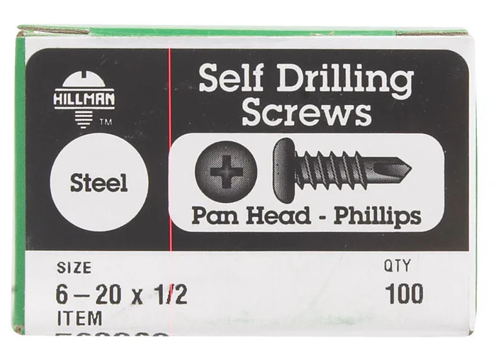 HILLMAN No. 6 Ga. X 1/2 in. L Phillips Pan Head Self-Drilling Screws 100 pk