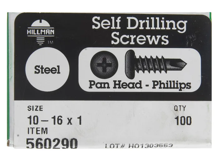 HILLMAN No. 10-16 Ga. X 1 in. L Phillips Pan Head Self-Drilling Screws 100 pk