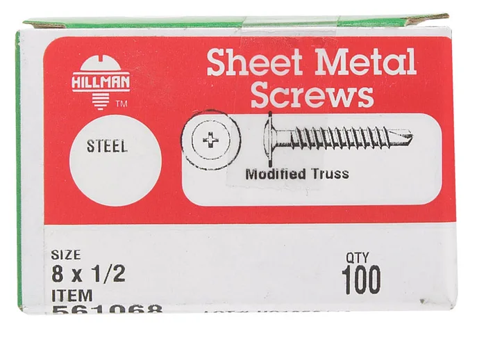 HILLMAN No. 8 Ga. X 1/2 in. L Phillips Truss Head Self-Drilling Screws 100 pk