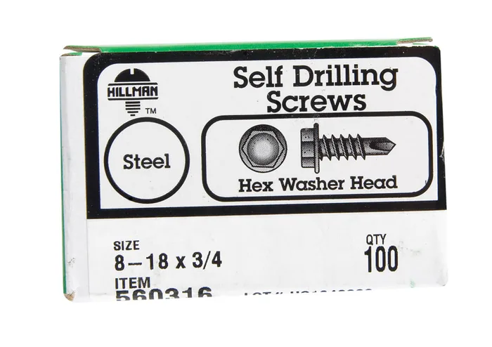 HILLMAN No. 8 Ga. X 3/4 in. L Hex Hex Washer Head Self-Drilling Screws 100 pk
