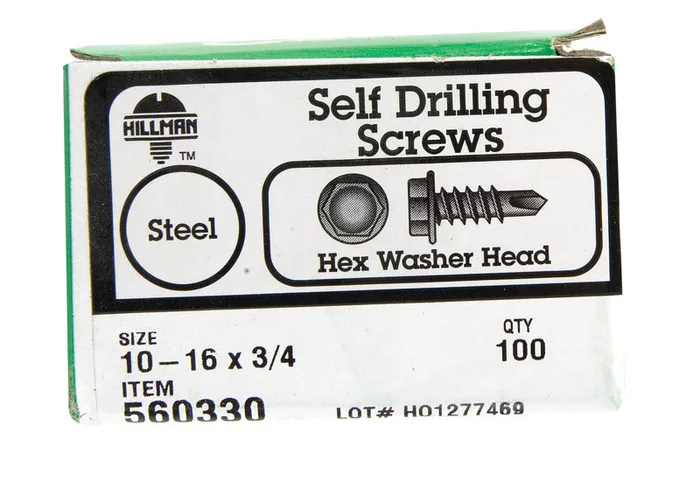 HILLMAN No. 10-16 Ga. X 3/4 in. L Hex Hex Washer Head Self-Drilling Screws 100 pk