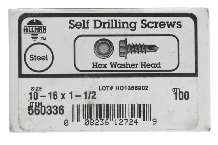 HILLMAN No. 10-16 Ga. X 1-1/2 in. L Hex Hex Washer Head Sheet Metal Screws 100 pk