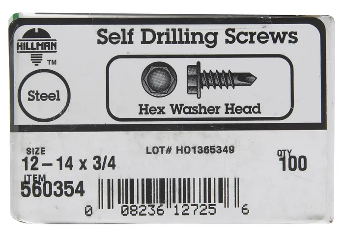 HILLMAN No. 12 Ga. X 3/4 in. L Hex Hex Washer Head Sheet Metal Screws 100 pk