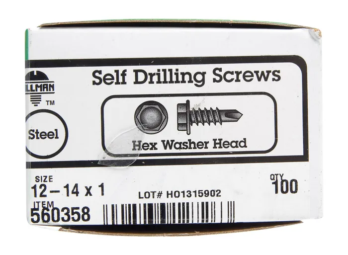 HILLMAN No. 12 Ga. X 1 in. L Hex Hex Washer Head Sheet Metal Screws 100 pk