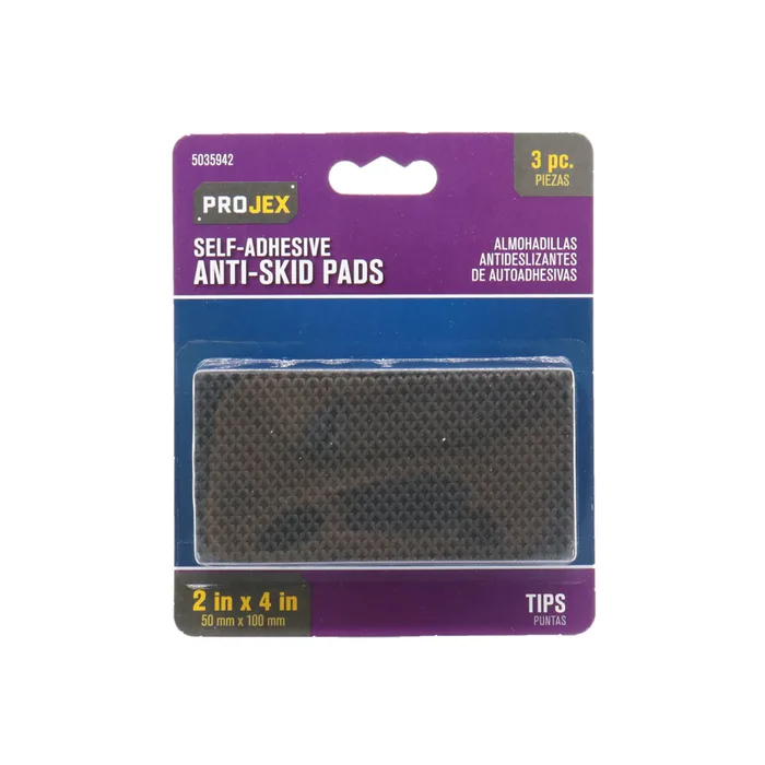 Projex Rubber Self Adhesive Non-Skid Pad Black Rectangle 2 in. W X 4 in. L 3 pk