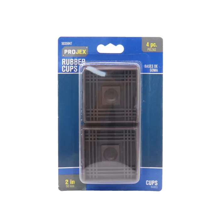 Projex Rubber Furniture Cups Brown Square 2 in. W X 2 in. L 4 pk
