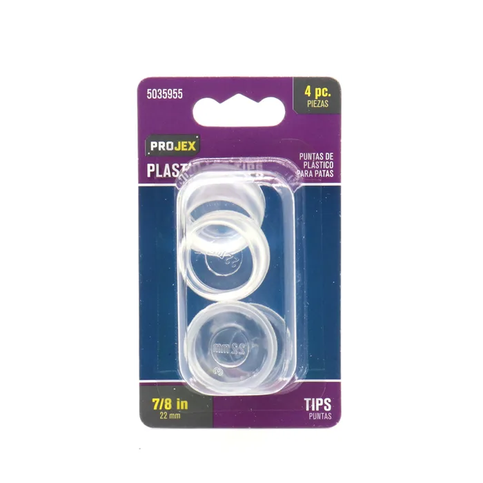 Projex Thermoplastic Ethylene Leg Tip Clear Round 7/8 in. W 4 pk (Pack of 6)