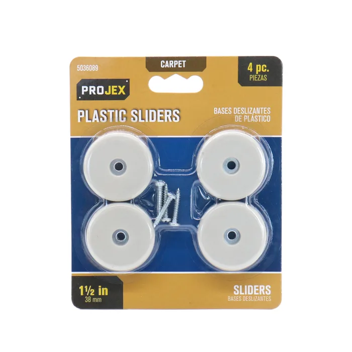 Projex White 1-1/2 in. Screw-On Plastic Chair Glide 4 pk